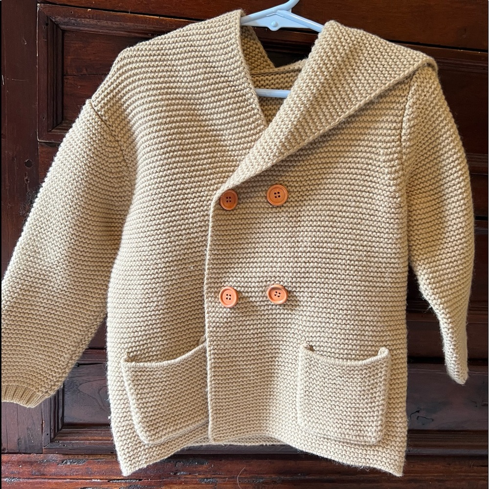 Toddler sweater jacket, cover up with bear ears on hoodie. Fits 2T-4T.